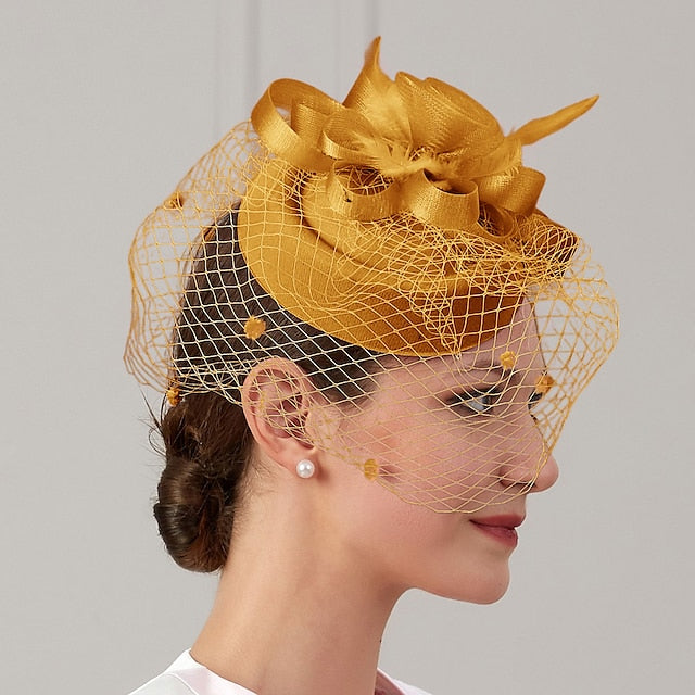 Filet fascinateur pour course de chevaux de mariage, couvre-chef avec plumes de fleurs