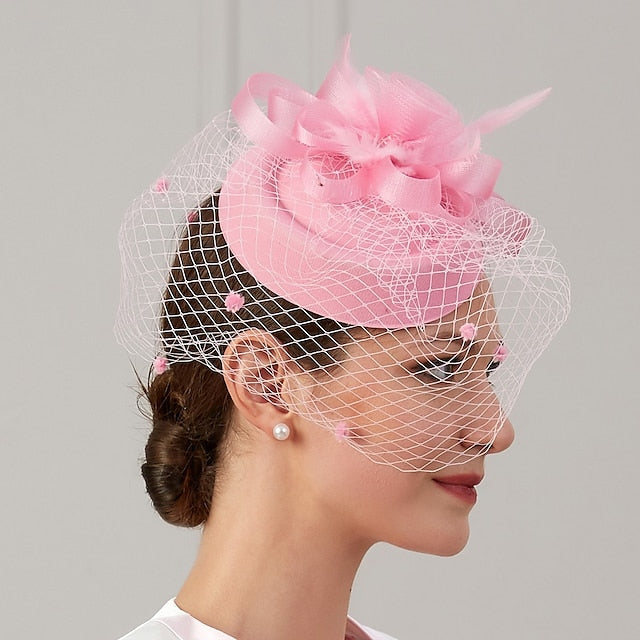 Filet fascinateur pour course de chevaux de mariage, couvre-chef avec plumes de fleurs