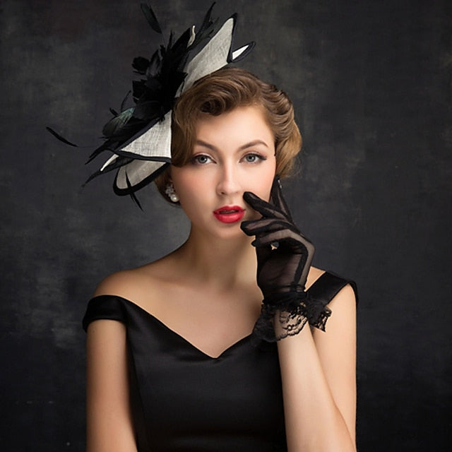 Fascinators Lin Soirée Cocktail avec Coiffe en Plumes