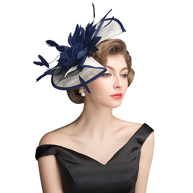 Fascinators Lin Soirée Cocktail avec Coiffe en Plumes