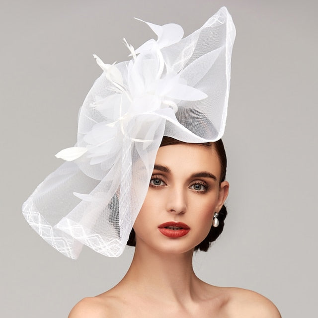 Fleurs plume Net Kentucky Derby chapeau fascinateurs casque avec plume