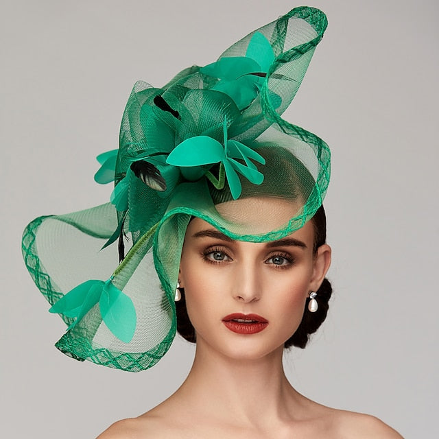 Fleurs plume Net Kentucky Derby chapeau fascinateurs casque avec plume