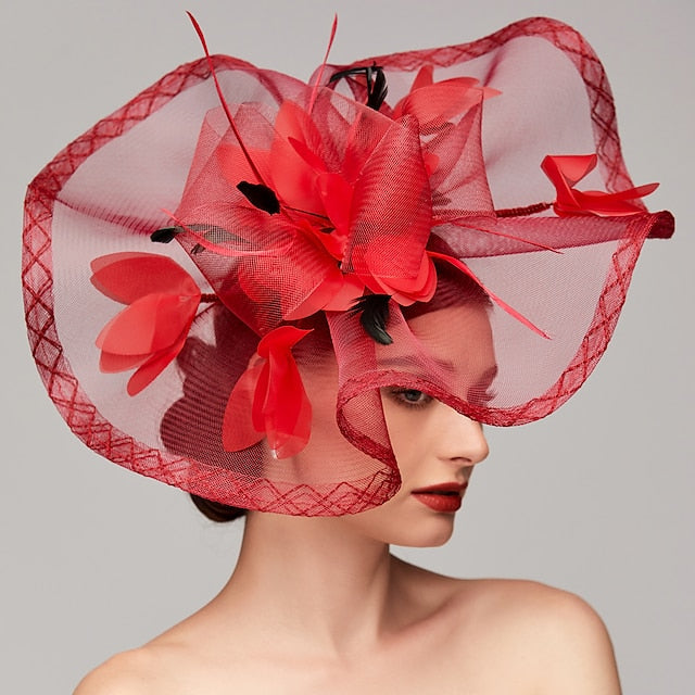 Fleurs plume Net Kentucky Derby chapeau fascinateurs casque avec plume