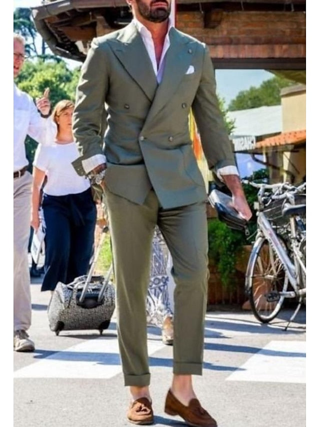 Costumes de Mariage 2 Pièces à Double Boutonnage et à Deux Boutons pour Hommes, Coupe Ajustée