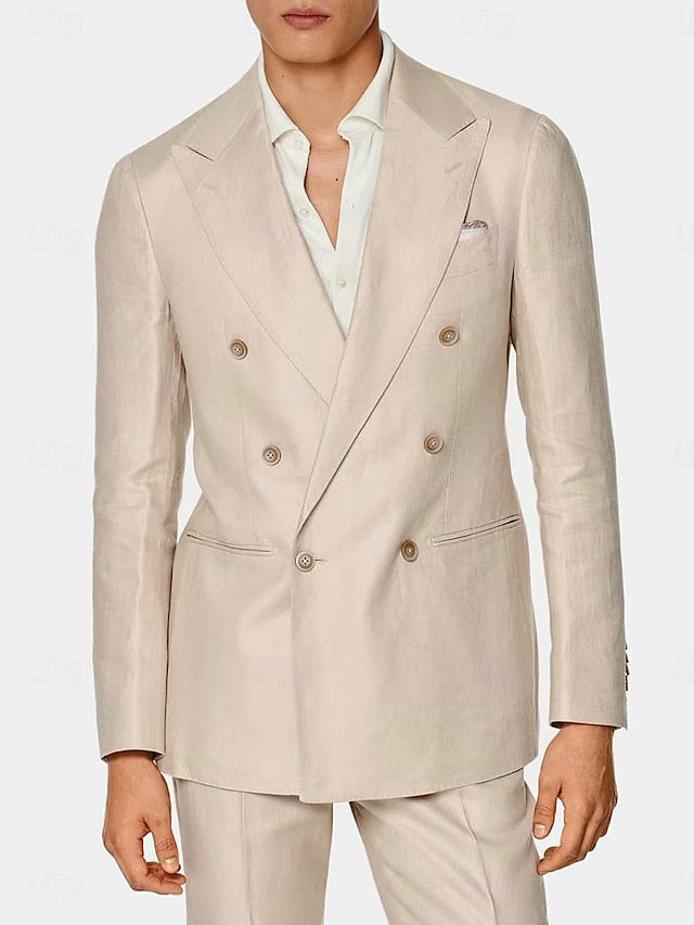 Costumes de Mariage 2 Pièces à Coupe Standard pour Hommes, Croisés, à Six Boutons