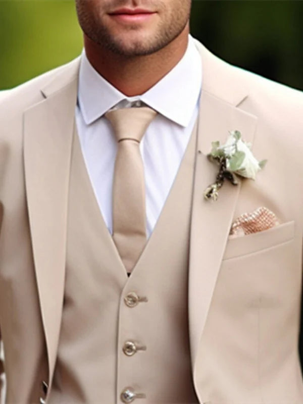 Costume de Mariage 3 Pièces Simple-Boutonnage Deux Boutons Manches Longues pour Hommes