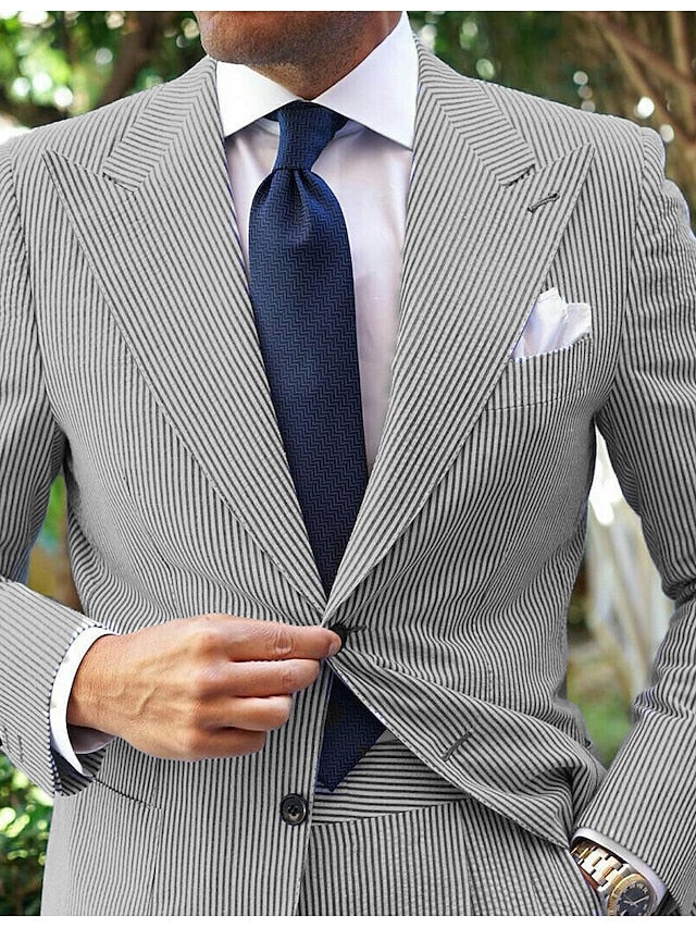 Costumes de Mariage 2 Pièces pour Hommes, Coupe Ajustée, Simple Boutonnage, Deux Boutons