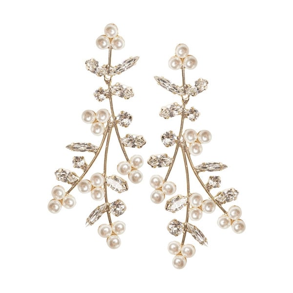 Boucles d'oreilles pendantes luxueuses en perles et strass marquise