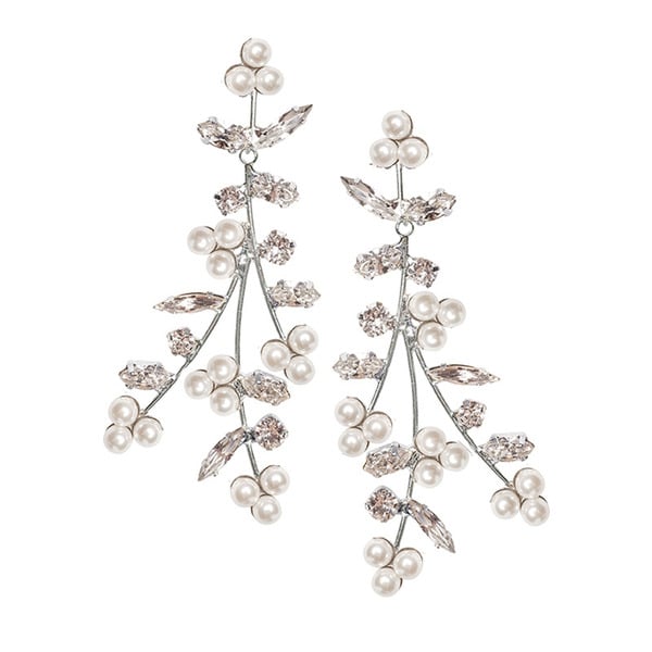 Boucles d'oreilles pendantes luxueuses en perles et strass marquise