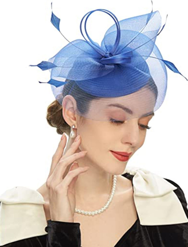 Fascinator tulle nœud fleur cercle fermé pour cocktail et Royal Ascot