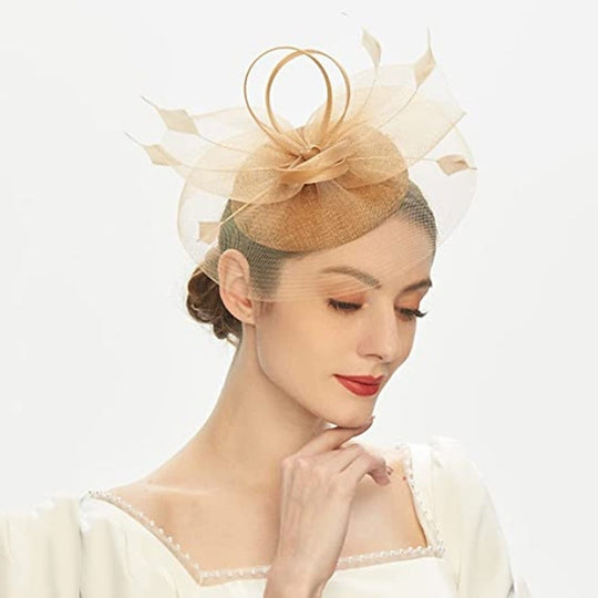Fascinator tulle nœud fleur cercle fermé pour cocktail et Royal Ascot