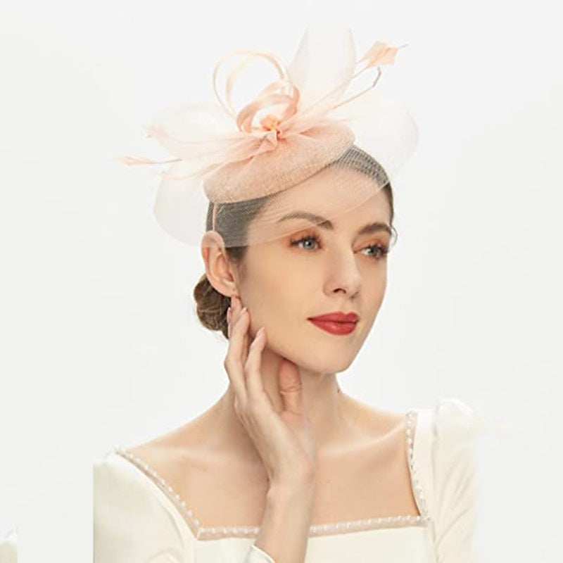 Fascinator tulle nœud fleur cercle fermé pour cocktail et Royal Ascot
