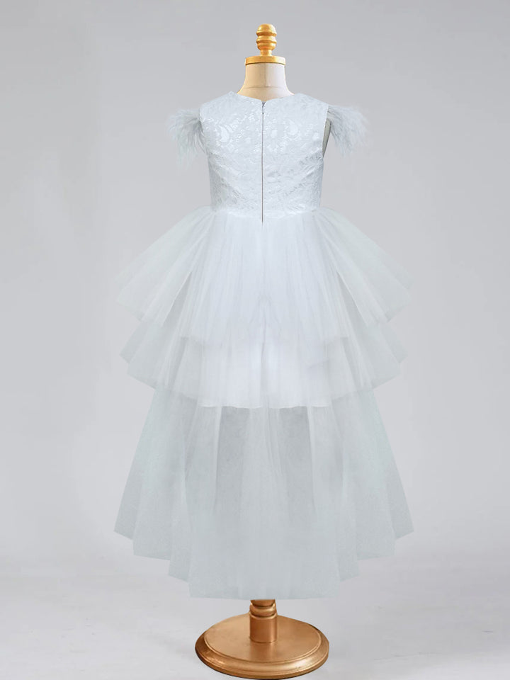 Robes de Demoiselle D'Honneur Asymétriques Coupe A-Line/Princess avec Perles et Plumes