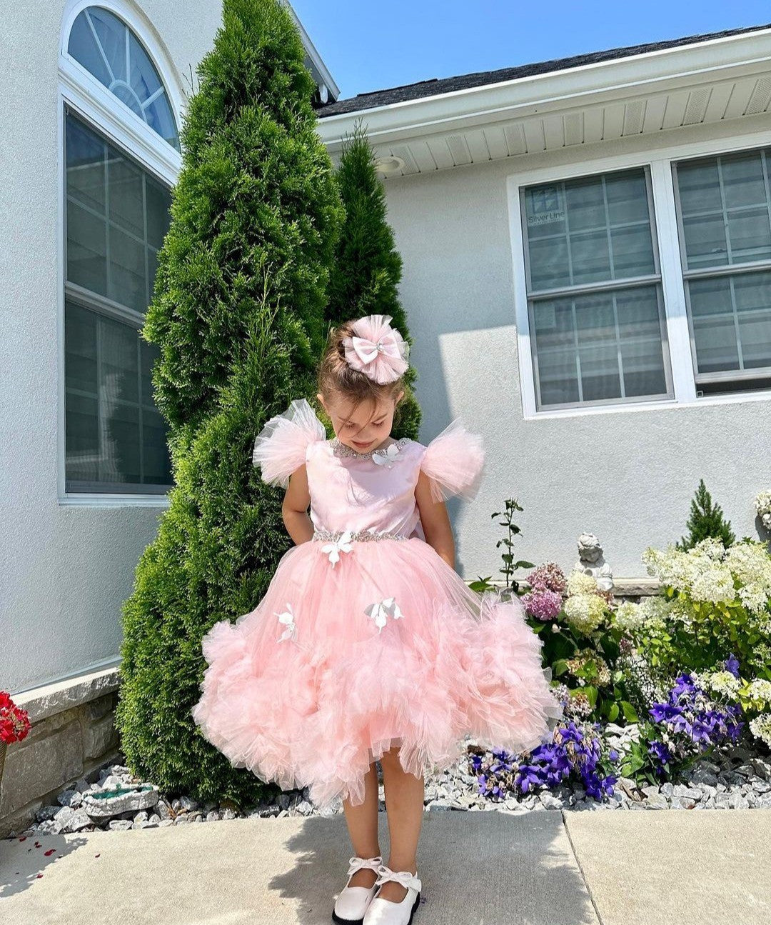 Robe de bal princesse Tulle petite fille robes de soirée avec perles