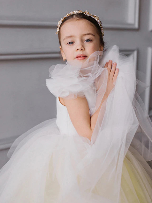 Robe de bal en tulle ombré, robes de demoiselle d'honneur avec volants