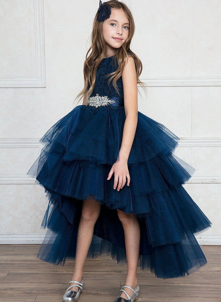 Robe de bal Tulle Robes de demoiselle d'honneur pour filles avec Brodé