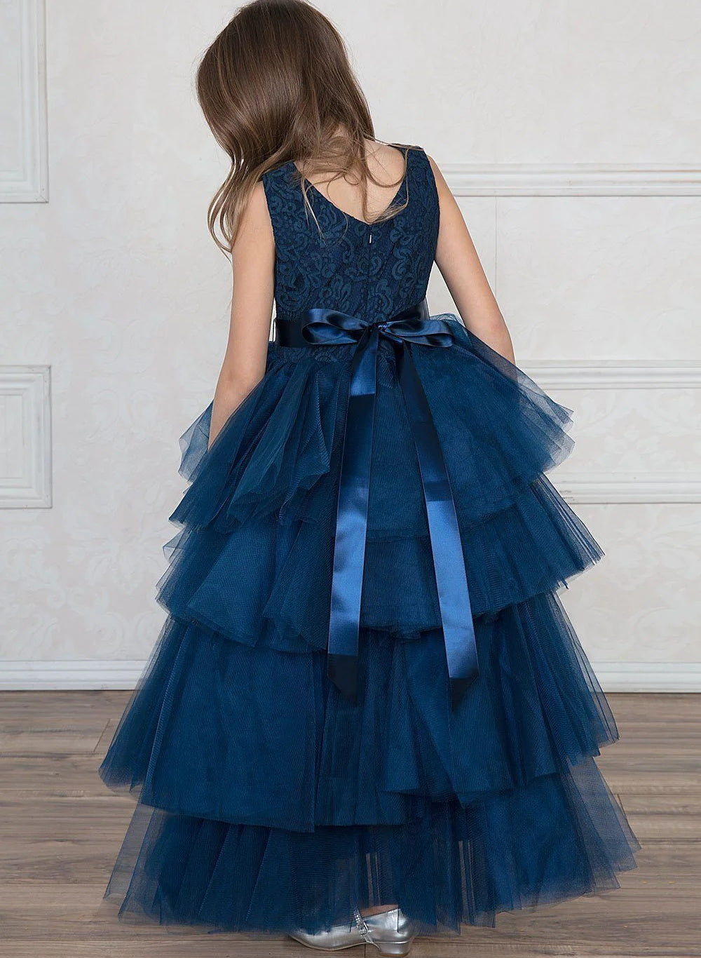 Robe de bal Tulle Robes de demoiselle d'honneur pour filles avec Brodé