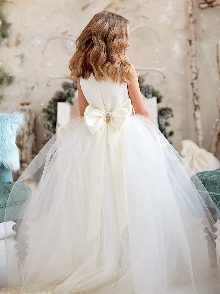 Robe de Demoiselle D'Honneur A-Line/Princess à Col en V Sans Manches avec Nœud