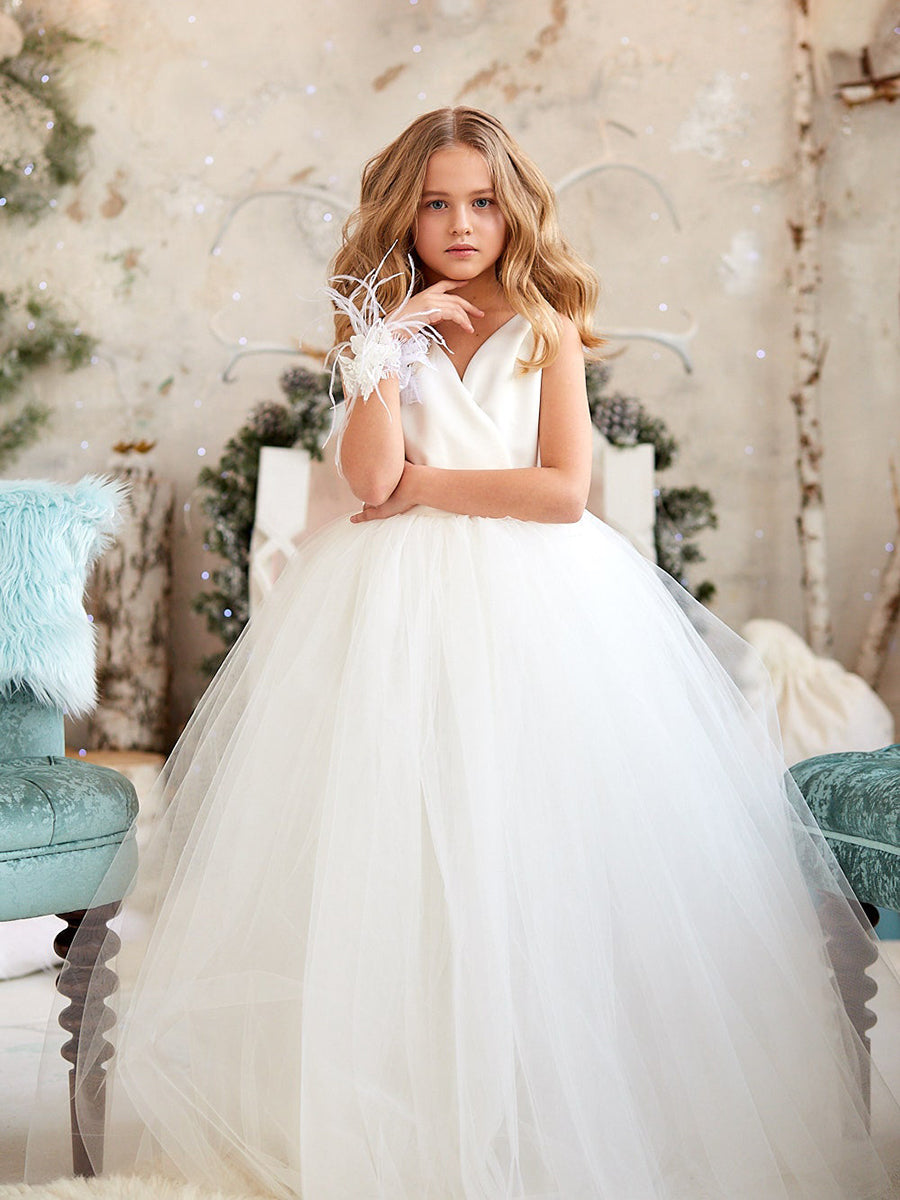 Robe de Demoiselle D'Honneur A-Line/Princess à Col en V Sans Manches avec Nœud