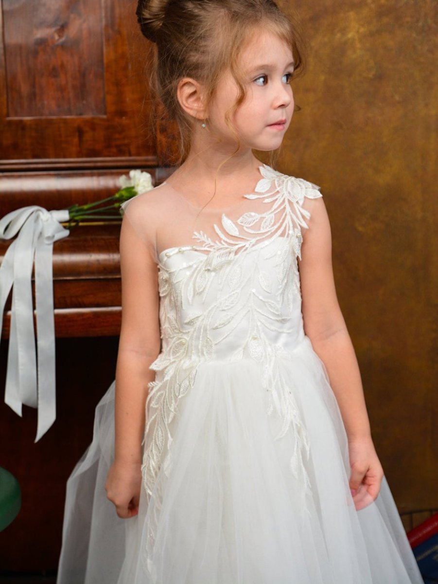 Robes de Demoiselle D'Honneur A-Line/Princess à Une Épaule Sans Manches avec Appliques