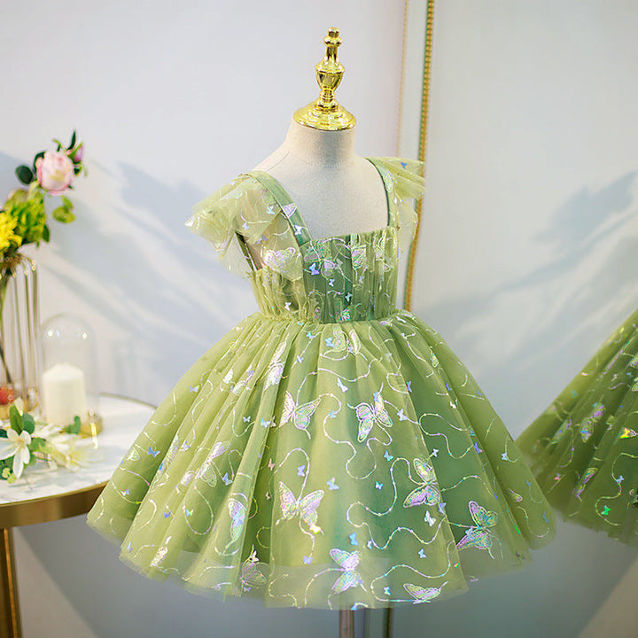 Robe de Bal à Col Carré Sans Manches pour Demoiselle D'Honneur avec Appliques Papillon