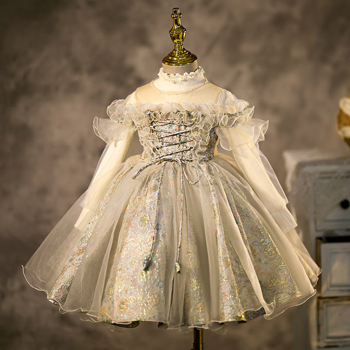 Robe de Demoiselle D'Honneur à Manches Courtes à Volants et Longueur Genou avec Broderie et Perles