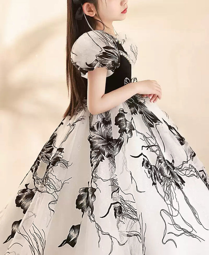 Robe de Soirée A-Line/Princess à Manches Courtes et Longueur Au Sol pour Fille avec Strass