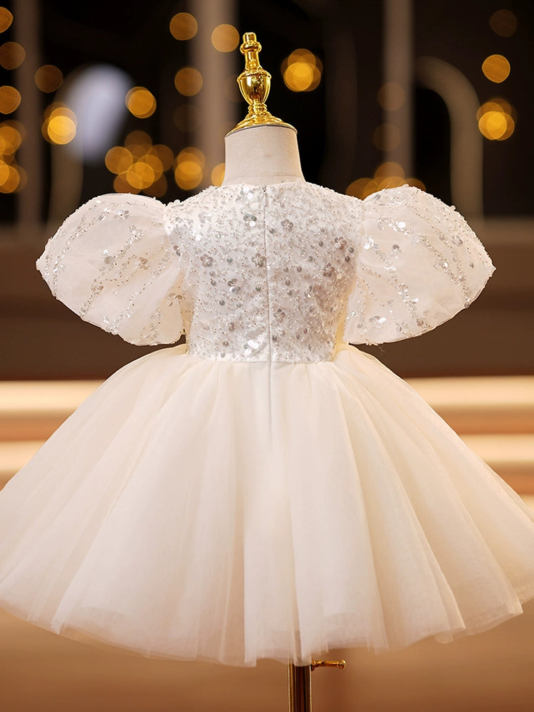 Robes pour Bébé Fille Coupe A-Line/Princesse à Manches Courtes et Longueur Genou avec Nœud