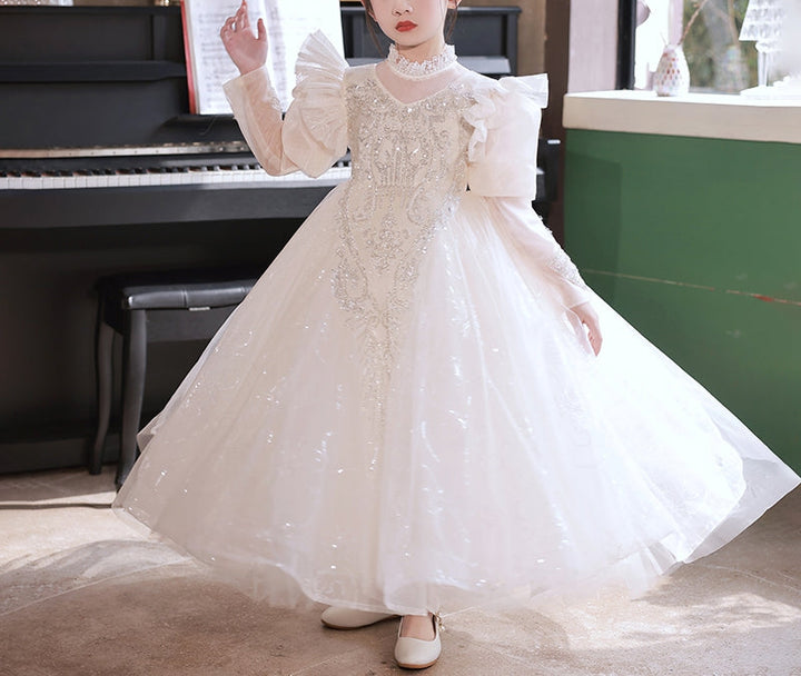 Robes de Demoiselle D'Honneur en Dentelle à Manches Longues de Forme A/Princesse avec Appliques en Strass
