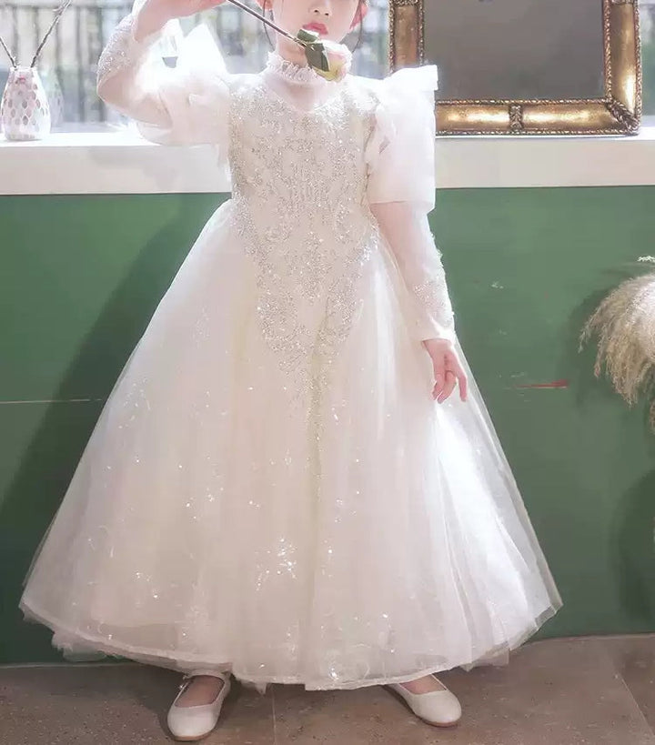 Robes de Demoiselle D'Honneur en Dentelle à Manches Longues de Forme A/Princesse avec Appliques en Strass