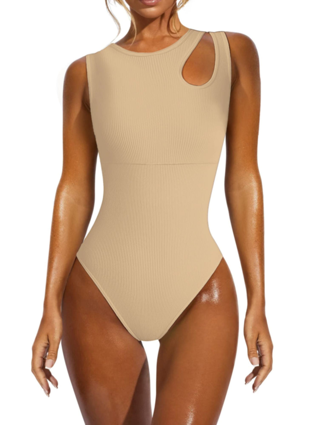 Shapewear Sexy Asymétrique à Larges Bretelles en Élasthanne