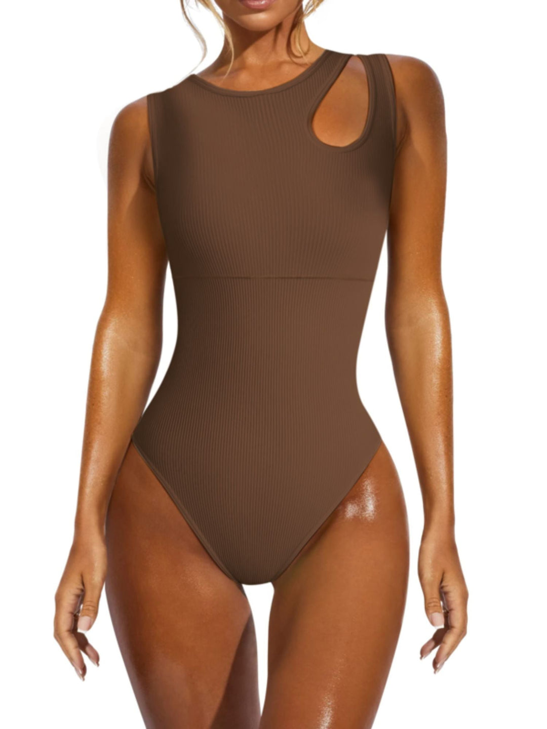 Shapewear Sexy Asymétrique à Larges Bretelles en Élasthanne