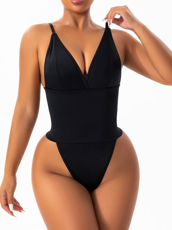 Body Noir Sexy à Volants pour Femme, Vêtement de Forme Confortable à Col en V