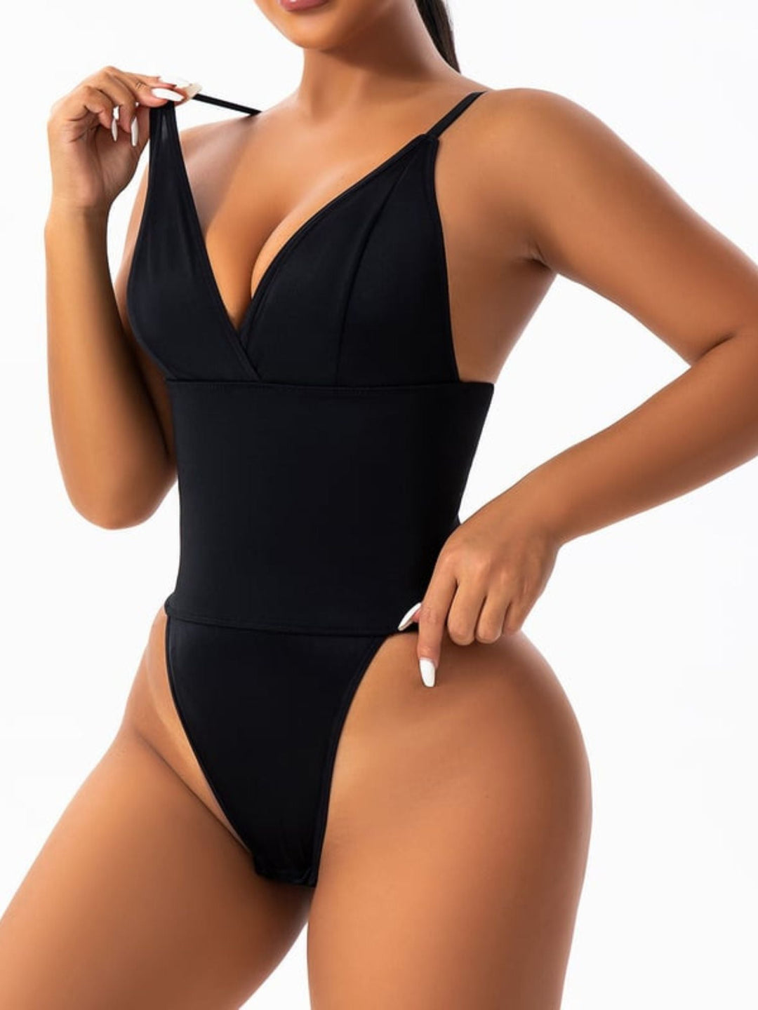 Body Noir Sexy à Volants pour Femme, Vêtement de Forme Confortable à Col en V