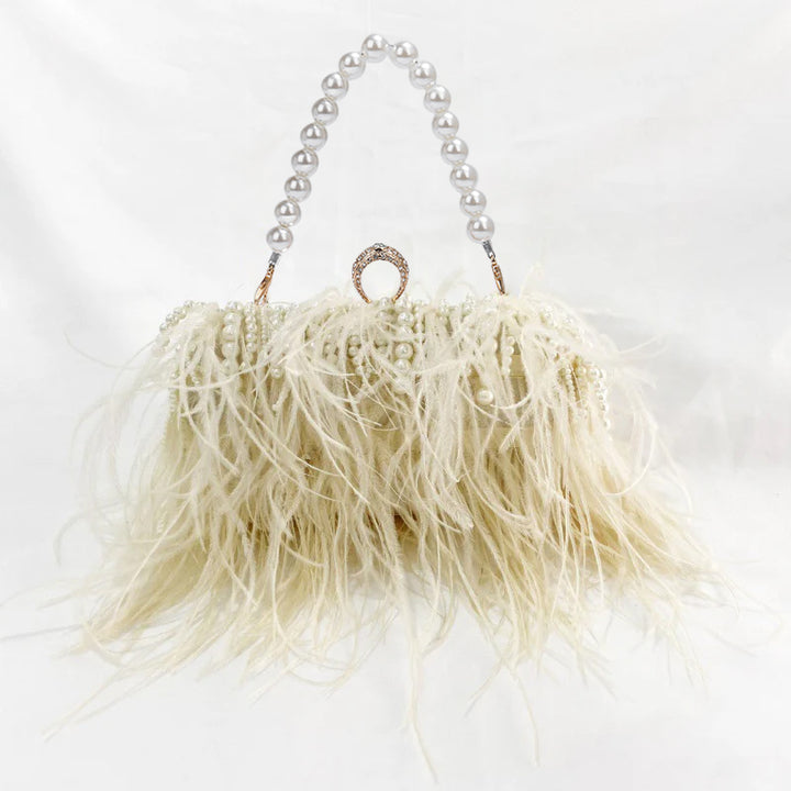 Pochettes à Chaîne Plissée en Plumes D'Autruche
