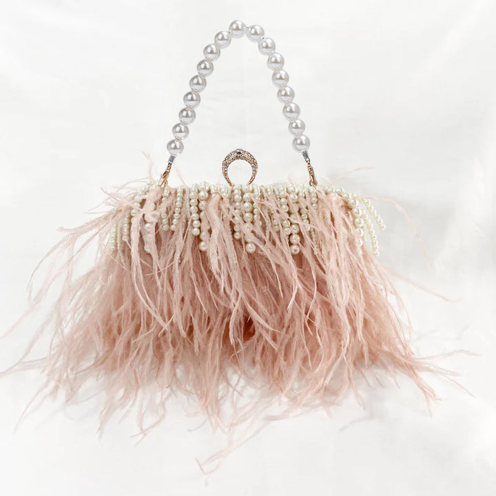 Pochettes à Chaîne Plissée en Plumes D'Autruche
