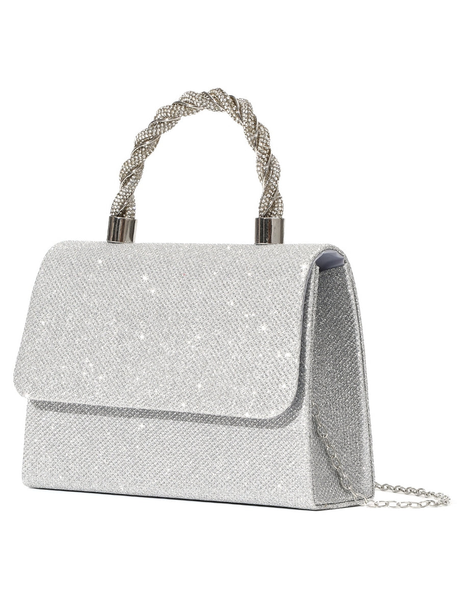 Sacs de Soirée en Polyester à Plusieurs Compartiments, Couleur Unie, avec Motif de Chaîne et Nœud