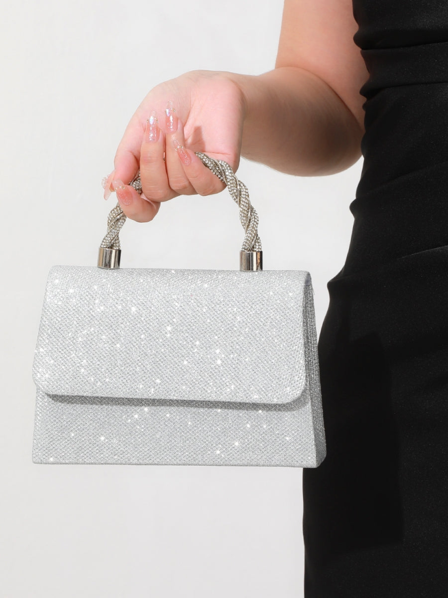 Sacs de Soirée en Polyester à Plusieurs Compartiments, Couleur Unie, avec Motif de Chaîne et Nœud