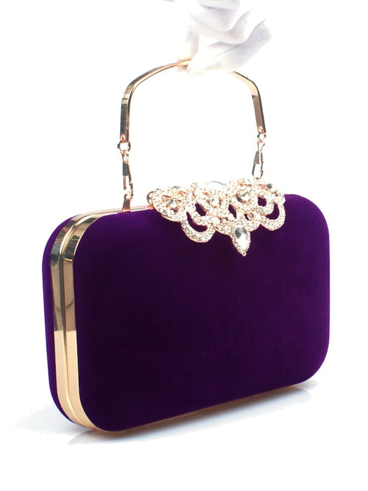 Pochettes en Velours Bordeaux Rétro Élégantes avec Strass