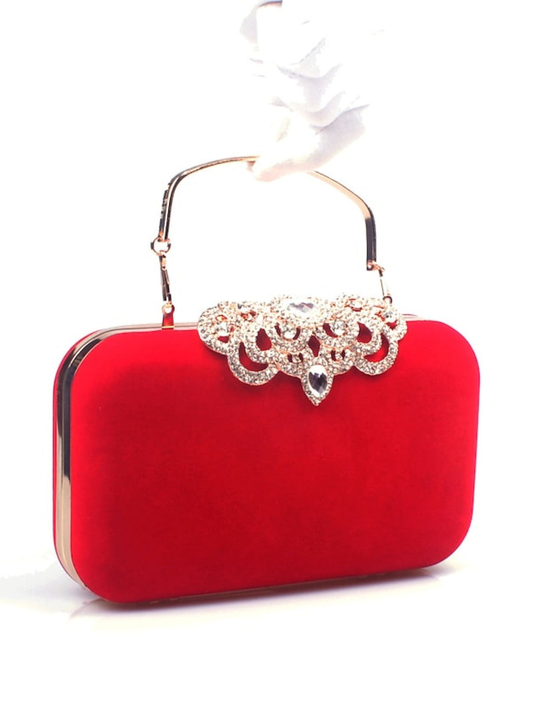 Pochettes en Velours Bordeaux Rétro Élégantes avec Strass