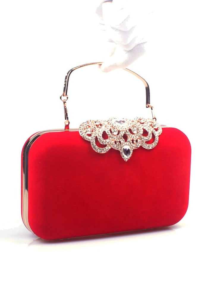Pochettes en Velours Bordeaux Rétro Élégantes avec Strass