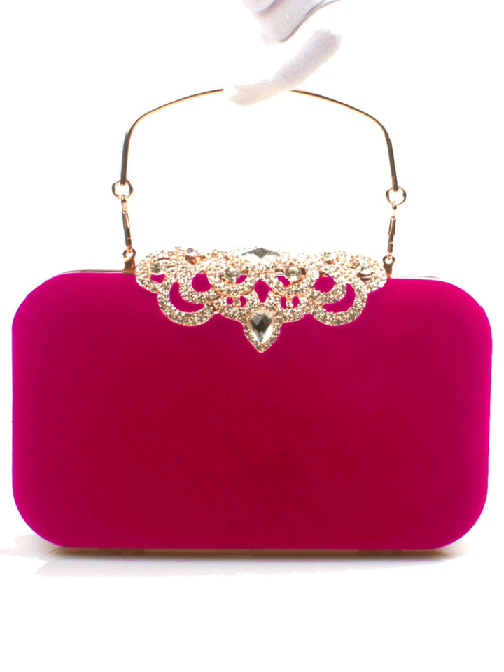 Pochettes en Velours Bordeaux Rétro Élégantes avec Strass