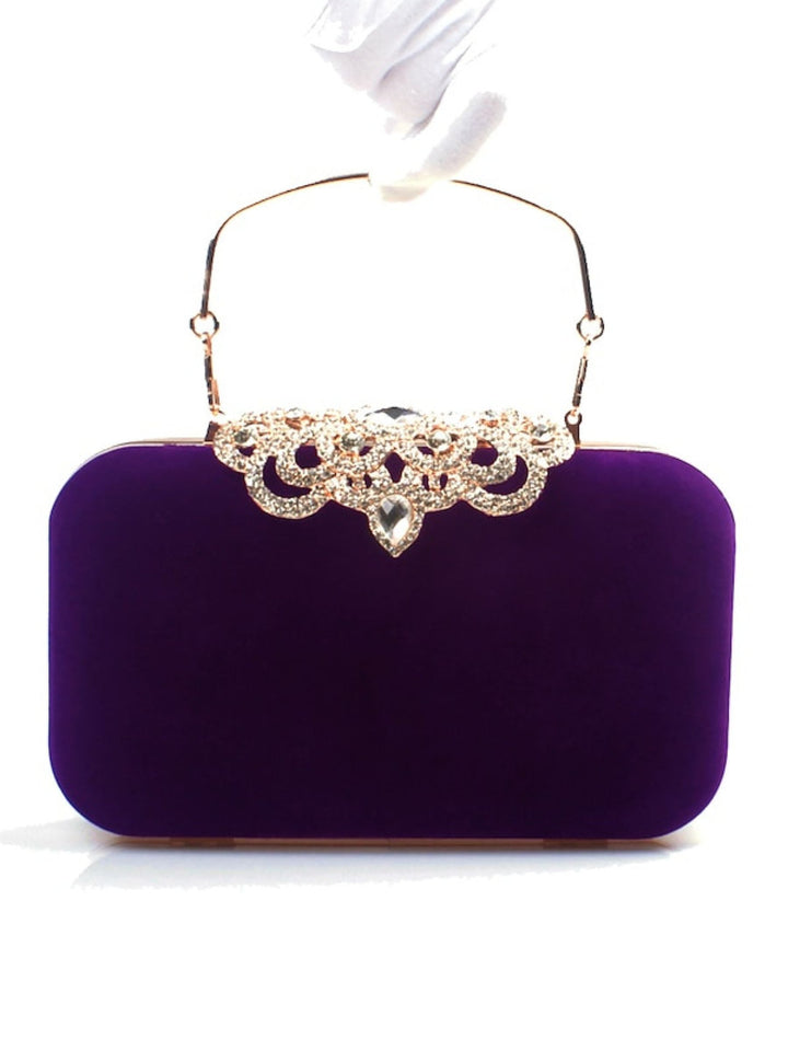 Pochettes en Velours Bordeaux Rétro Élégantes avec Strass