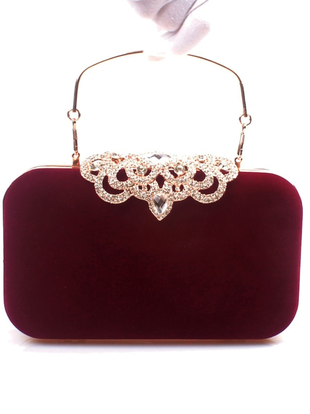 Pochettes en Velours Bordeaux Rétro Élégantes avec Strass