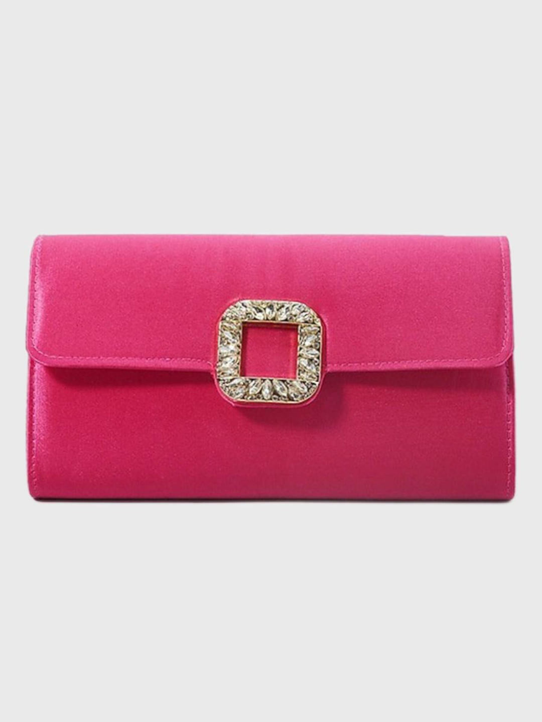 Pochette Élégante en Satin Noir avec Boucle en Strass