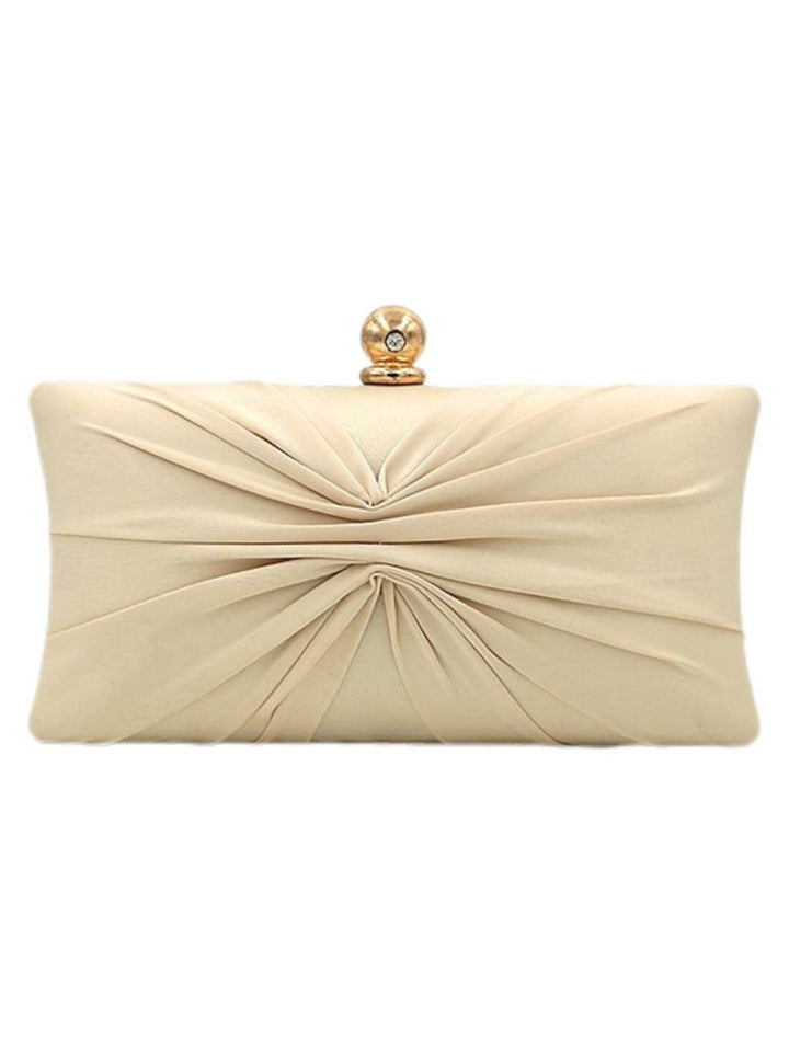 Pochette Élégante à Volants avec Chaîne en Or Satiné et Fermoir en Cristal