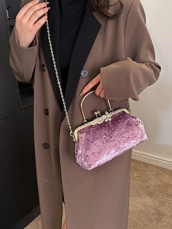 Pochette de Soirée Haut de Gamme en Velours Bordeaux Raffinée