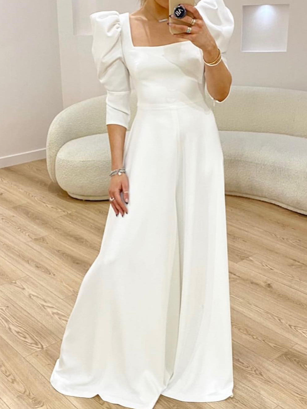 Forme Princesse Col Carré Robe de Mariée avec Appliques