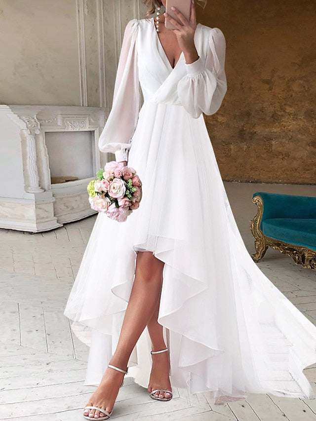 Forme Princesse Col en V Asymétrique Robe de mariée