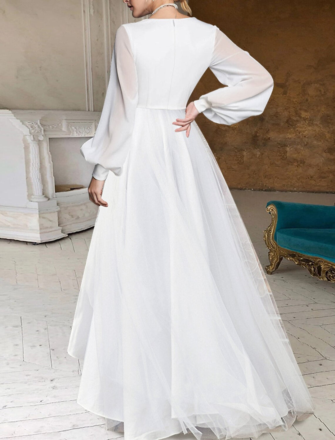 Forme Princesse Col en V Asymétrique Robe de mariée